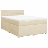 Cumpara ieftin Pat box spring cu saltea, crem, 140x200 cm, textil