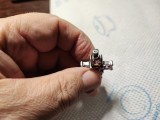 Pandativ vintage argint cruce zirconii roz