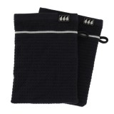 Set 2 X Mănuși 15X21Cm 100% Bumbac Model Fagure &ndash; Negru | Mănuși Baie