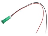 Lampă LED verde plată &Oslash;8mm APEM QS83XXG24 24VDC cu cabluri 200mm