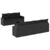 Set mobilier de gradina cu perne, 8 piese, negru, poliratan