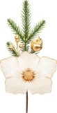 Crenguta decorativa de Craciun MagicHome cu floare alba, 33 cm