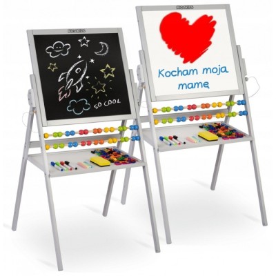 Tabla educationala cu doua fete si accesorii Ricokids RK-800, 101 x 54 x 55 cm, Gri foto