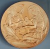Farfurie decorativa, ceramica greceasca, semnata, mitologie - Ahile si Patrocle