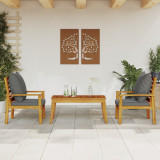 VidaXL Set mobilier de grădină cu perne, 3 piese, lemn masiv acacia