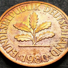 Moneda 2 PFENNIG - RF GERMANIA, anul 1980 *cod 2164 F - litera D patina