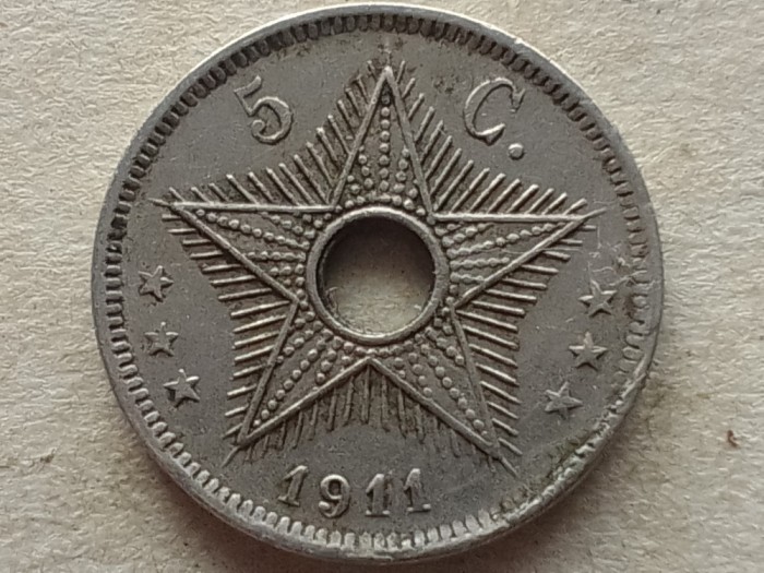 CONGO BELGIAN-5 CENTIMES 1911