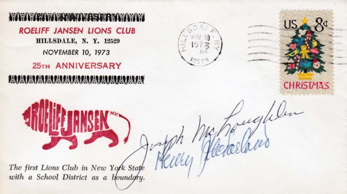 Plic LIONS CLUB, Hillsdale, S.U.A., 10 Noiembrie 1973