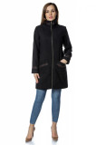 Palton negru dama din stofa cu fermoar PF30, XL