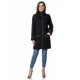 Palton negru dama din stofa cu fermoar PF30, XL