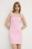 HUGO rochie culoarea roz, mini, mulata, 50514123