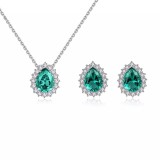 Cumpara ieftin Set Colier si Cercei Din Argint Piatra Verde/Green Zirconiu SET397R, Argintboutique