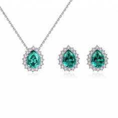 Set Colier si Cercei Din Argint Piatra Verde/Green Zirconiu SET397R