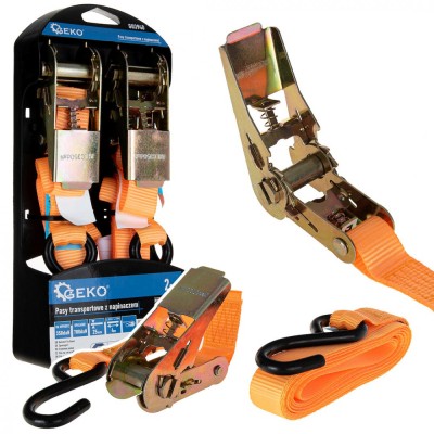 Set 2 curele de transport, 4 m x 25 mm, capacitate maxima 400 kg, Geko G03940 foto