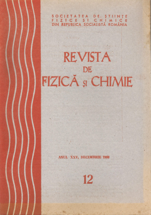 Rom&acirc;nia, Revista de Fizică şi Chimie, nr. 12/1988