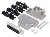 Conector D-Sub 25 PIN mufă tată unghi 45&deg; lipire pe cablu, MH CONNECTORS