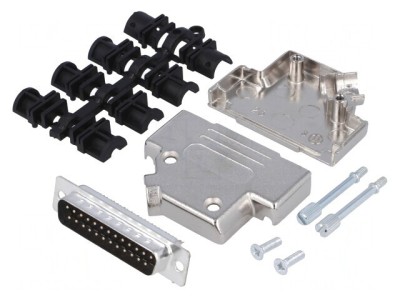Conector D-Sub 25 PIN mufă tată unghi 45&amp;deg; lipire pe cablu foto