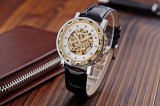 Cumpara ieftin Ceas Barbatesc Automatic Winner Gold Business, Curea Piele Ecologica, Mecanic, Analog