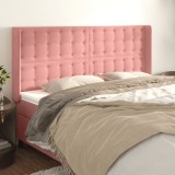 VidaXL Tăblie de pat cu aripioare, roz, 203x16x118/128 cm, catifea