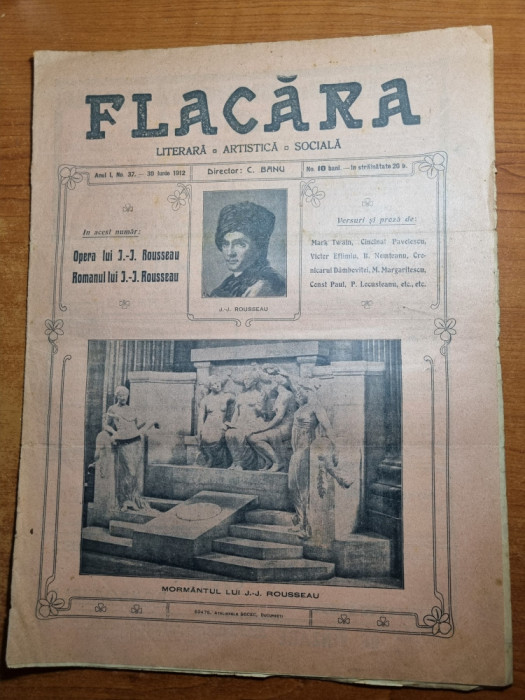 flacara 30 iunie 1912-art. victor eftimiu,alexandru vlahuta,j.j.rousseau 200 ani