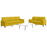 vidaXL Set de canapele cu perne/rulouri, 2 piese, galben, catifea 3278497