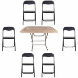 Masa plianta cu blat mdf, dimensiuni 70x120x73 cm (ZLN 2531) plus 6 x scaun bucatarie pliant (DSY 1115) / ZLN 2531_STEJAR_6S