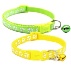 Set 2 x Zgarda ajustabila cu clopotel pentru caini si pisici, 18-32cm/1cm, Galben/Verde, Ropet foto