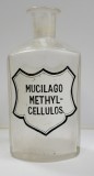 Flacon din sticla pentru farmacie, MUCILAGO METHYL-CELLULOS.