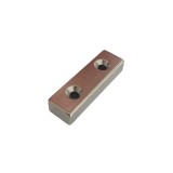 Magnet neodim 50x15x10 mm, 2 x gaura de 4.2 mm cu sanfren, dreptunghiular, argintiu, N35