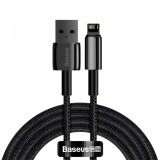 Cablu Date si Incarcare USB la Lightning Baseus Tungsten Gold, 2m, 2.4A, Negru CALWJ-A01, Apple