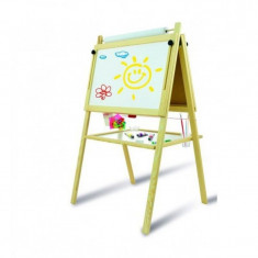 Tablita pentru copii, 2 fete scriere, 60x46 cm, suport lemn, accesorii incluse foto