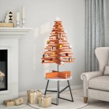 vidaXL Brad de Crăciun decorativ, maro ceruit, 100 cm, lemn pin masiv 858206