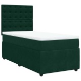 Cumpara ieftin Pat continental cu saltea, verde inchis, 80x200 cm, catifea