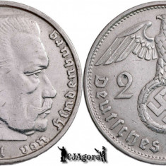 1938 B, 2 Reichsmark - Paul von Hindenburg - Al Treilea Reich (Germania nazistă)