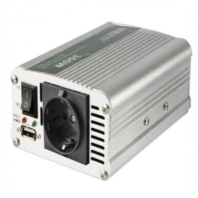 Invertor tensiune 12V-220V, 300W, USB, 5 functii, intrerupator, Sal foto