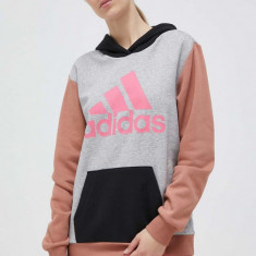 adidas bluza femei, culoarea gri, cu glugă, modelator