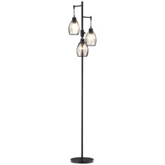 HOMCOM Lampadar Industrial cu 3 Abajururi și Intensitate Regulabilă, 30x30x170.5 cm, Negru | Aosom Romania