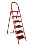 Scara pliabila metalica 6 trepte, DEPOX&reg;, antiderapanta, compacta, rosie, 173 cm