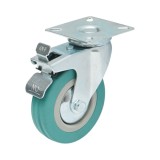 Roata pivotanta cu frana 100x26 mm, cauciuc plin, placa otel, 55 kg