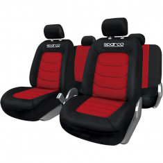 Set Huse Scaune Auto pentru Volkswagen Golf 2 - Sparco Ergo Sport, negru - rosu, 9 bucati foto