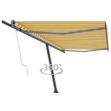 VidaXL Copertină autonomă retractabilă automat galben&amp;alb 500x300 cm