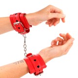 Kink Wrist Restraint-Cătușe pentru &Icirc;ncheieturi Roșii cu Inlay