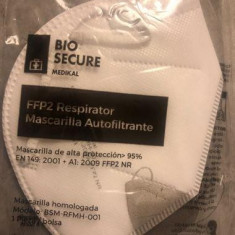 Masca Bio Secure FFP2 fara valva, Ambalata individual (Alb)