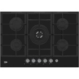 Plita incorporabila pe gaz, Beko HILW 75235 S, 75 cm, 5 arzatoare, Aprindere electrica prin scanteie, Negru