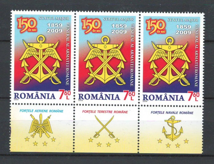 Romania 2009 - LP 1849 cu tabs nestampilat - 150 de ani Statul Major al Armatei