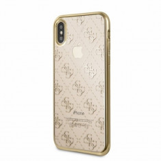 Husa de protectie, Guess, iPhone X/XS, Auriu/Transparent foto