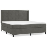 Cumpara ieftin Pat box spring cu saltea, gri inchis, 180x200 cm, catifea