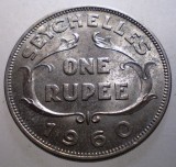 J.217 SEYCHELLES COLONIE BRITANICA ELIZABETH II 1 ONE RUPEE RUPIE 1960 XF/AUNC