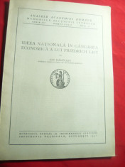 I.Raducanu- Ideea Nationala in Gandirea Economica a lui Fr.List-economist german foto