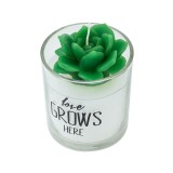 Lumanare decorativa in pahar cu mesaj si floare, 6.5x8 cm, ATU-084314, Oem